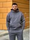 Теплий чоловічий костюм з капюшоном графiтового кольору 35747
