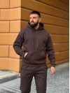 Теплий чоловічий костюм з капюшоном коричневого кольору 35750