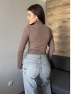 Теплый однотонный боди в рубчик кофейного цвета 35011