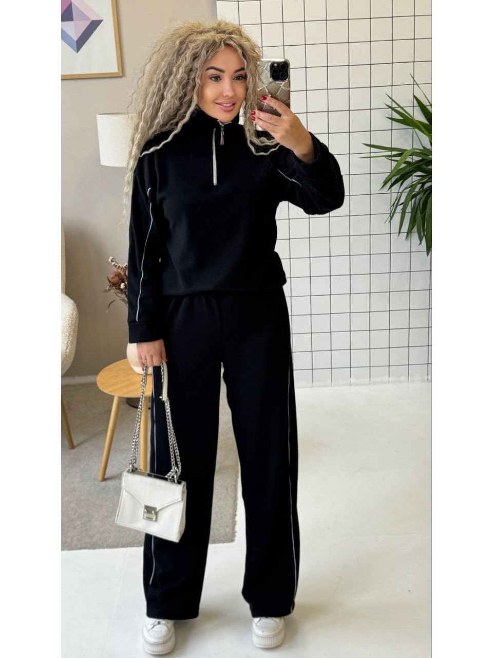 Теплий жiночий костюм з ангори чорного кольору 35825
