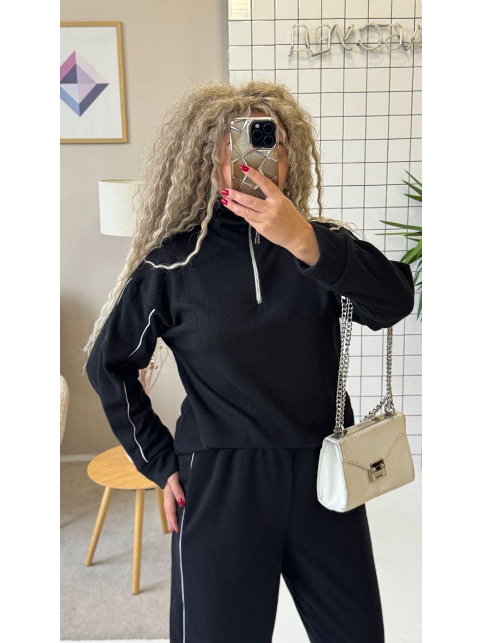 Теплий жiночий костюм з ангори чорного кольору 35825