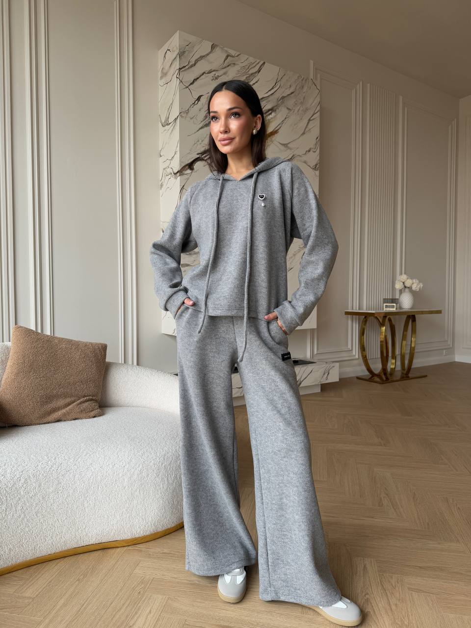 Теплий жiночий костюм з ангори графiтового кольору 35702