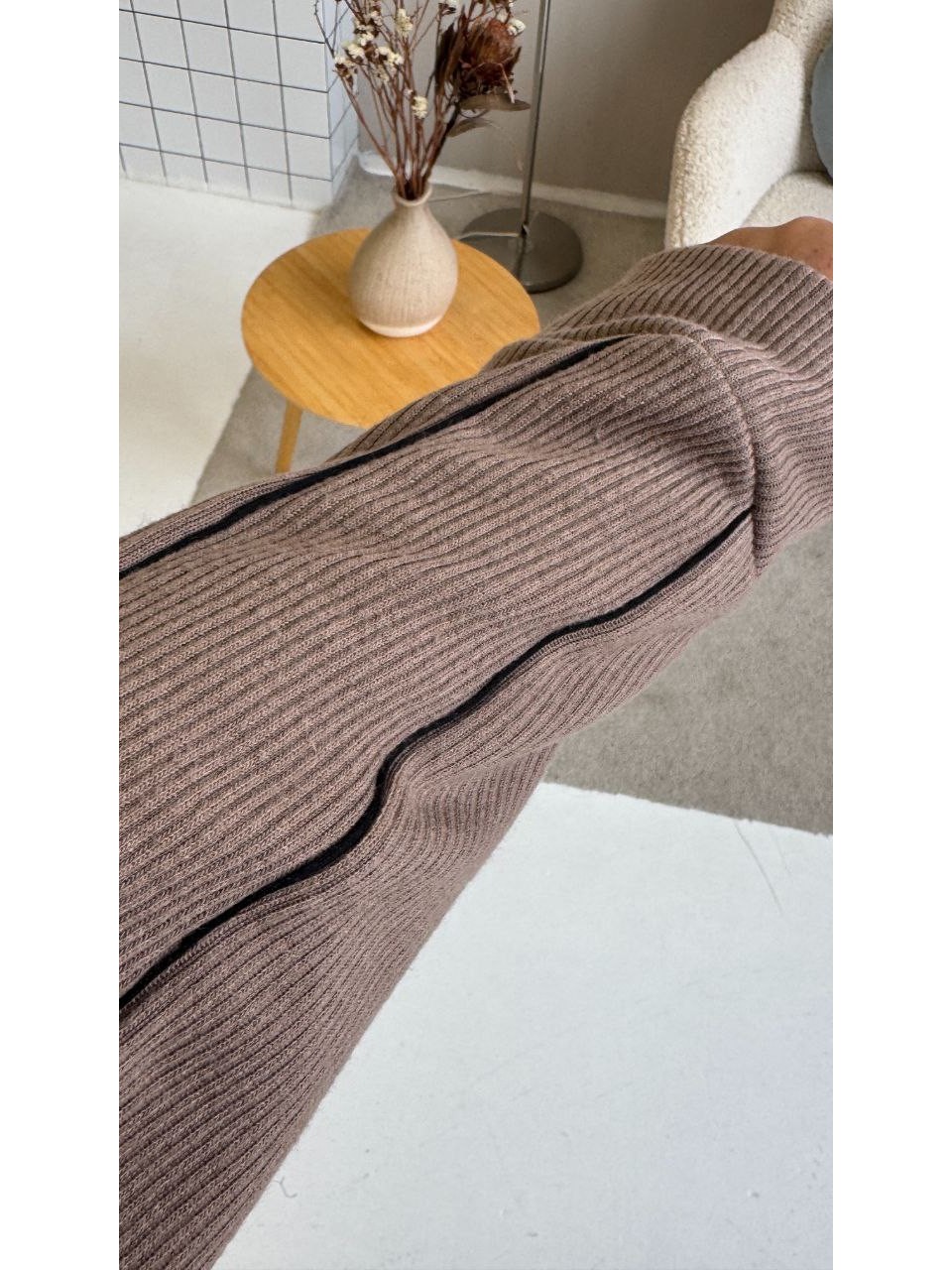 Теплый женский костюм из ангоры кофейного цвета 35824