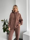 Теплий жіночий костюм з капюшоном кавового кольору 29398
