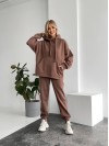 Теплий жіночий костюм з капюшоном кавового кольору 29398