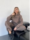 Теплий жiночий костюм з капюшоном кавового кольору 35812