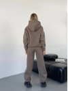 Теплий жiночий костюм з капюшоном кавового кольору 35812