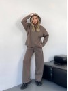 Теплий жiночий костюм з капюшоном кавового кольору 35812