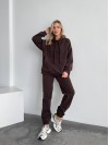 Теплий жіночий костюм з капюшоном коричневого кольору 29407
