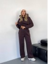 Теплий жiночий костюм з капюшоном коричневого кольору 35809