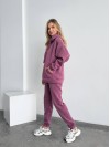 Теплий жіночий костюм з капюшоном пудрового кольору 29405
