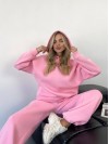 Теплий жiночий костюм з капюшоном рожевого кольору 35811