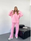 Теплий жiночий костюм з капюшоном рожевого кольору 35811