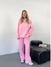 Теплий жiночий костюм з капюшоном рожевого кольору 35811