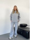 Теплий жiночий костюм з капюшоном сiрого кольору 35813