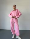 Теплий жiночий костюм з вкороченою кофтою рожевого кольору 35518
