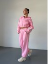 Теплий жiночий костюм з вкороченою кофтою рожевого кольору 35518