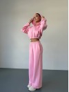 Теплий жiночий костюм з вкороченою кофтою рожевого кольору 35518