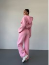 Теплий жiночий костюм з вкороченою кофтою рожевого кольору 35518