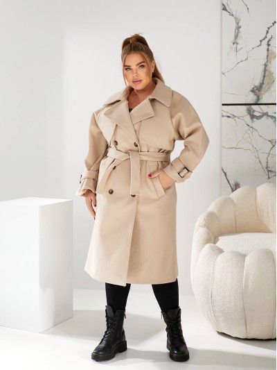 Тепле пальто кашемірове молочного кольору 29658