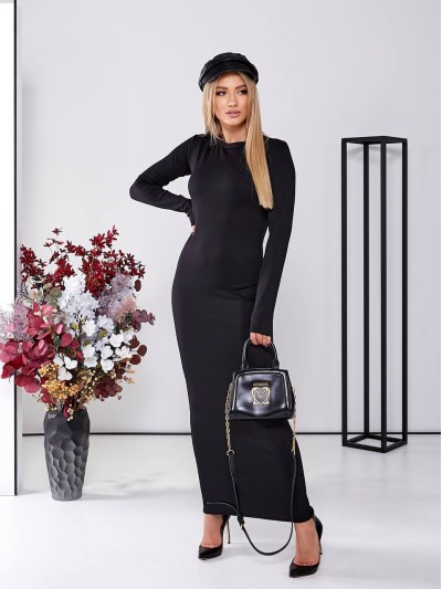 Теплое платье миди черного цвета   25970