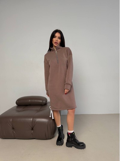 Тепла сукня на флісі кавового кольору 30404