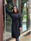 Тепла сукня з поясом чорного кольору 30081