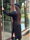 Тепла сукня з поясом чорного кольору 30081