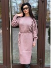 Тепла сукня з поясом пудрового кольору 30085