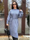 Тепла сукня з поясом сiрого кольору 30084