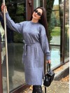 Тепла сукня з поясом сiрого кольору 30084