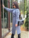 Тепла сукня з поясом сiрого кольору 30084