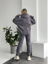 Теплий жіночий костюм з капюшоном графiтового кольору 29397