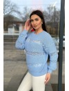 Тонкий женский свитер голубого цвета 31740