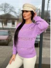 Тонкий жіночий светр бузкового кольору 31738