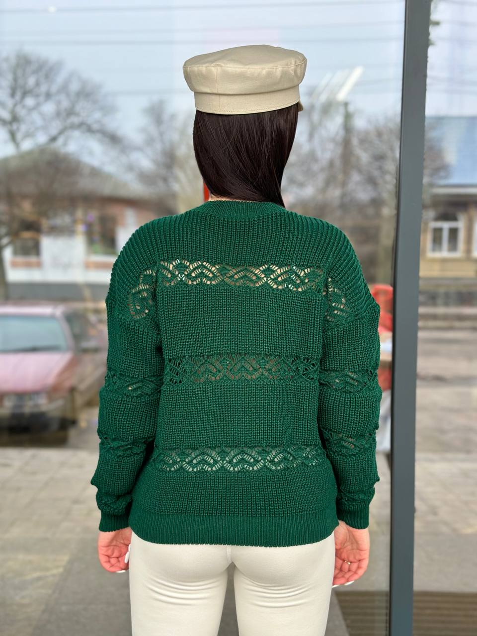 Тонкий женский свитер зеленого цвета 31736