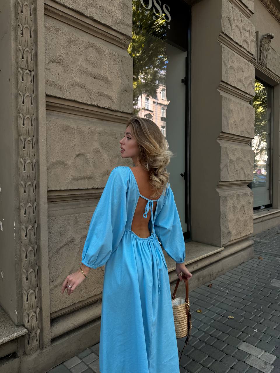 Лляна сукня блакитного кольору 28512