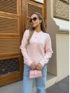 Укорочений жіночий светр на ґудзиках рожевого кольору 34599