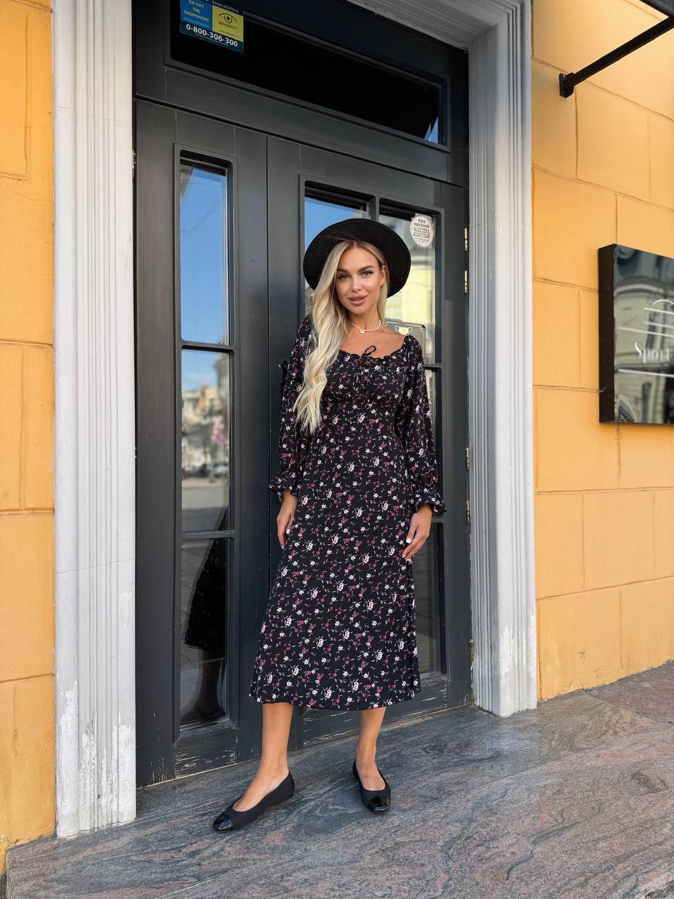 Универсальное платье миди черного цвета 33771