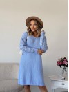 В'язана сукня з ажурними рукавами блакитного кольору 35025