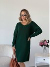 В'язана сукня з ажурними рукавами зеленого кольору 35027