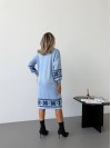 Вязаное платье с этничным рисунком голубого цвета 34357