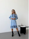 Вязаное платье с этничным рисунком голубого цвета 34357