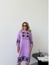 Вязаное платье с этничным рисунком сиреневого цвета 34358