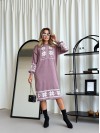 Вязаное платье с этничным рисунком пудрового цвета 34359