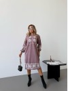Вязаное платье с этничным рисунком пудрового цвета 34359