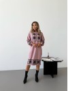Вязаное платье с этничным рисунком розового цвета 34360