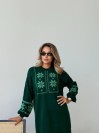 Вязаное платье с этничным рисунком зеленого цвета 34356