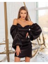 Вечірня атласна сукня міні чорного кольору 32927