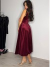 Вечірня оксамитова сукня на бретельках бордового кольору 32950